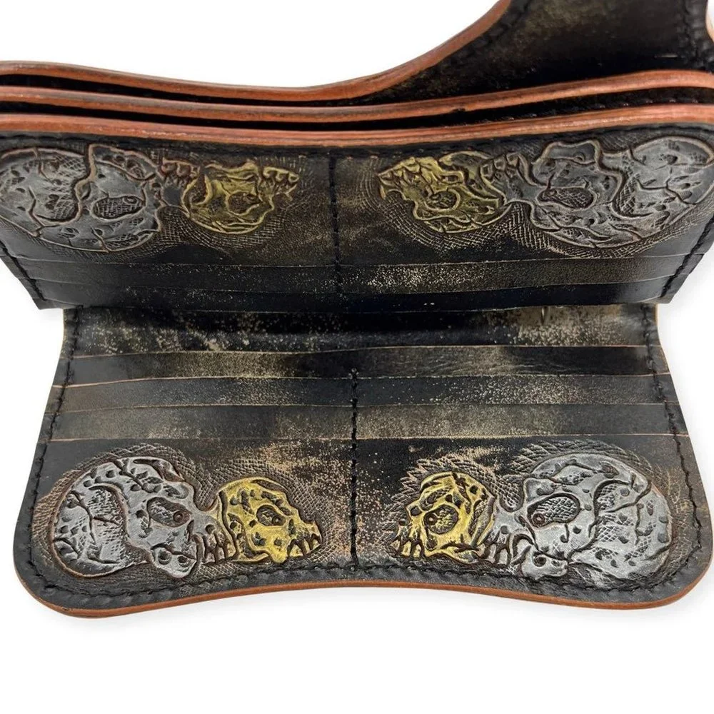 Rockertype Skull Leather Wallet - Black